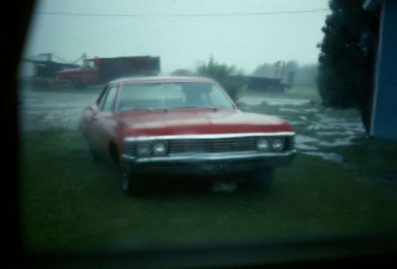  in rain at Windy Acres Farm in Ohio, summer 1975